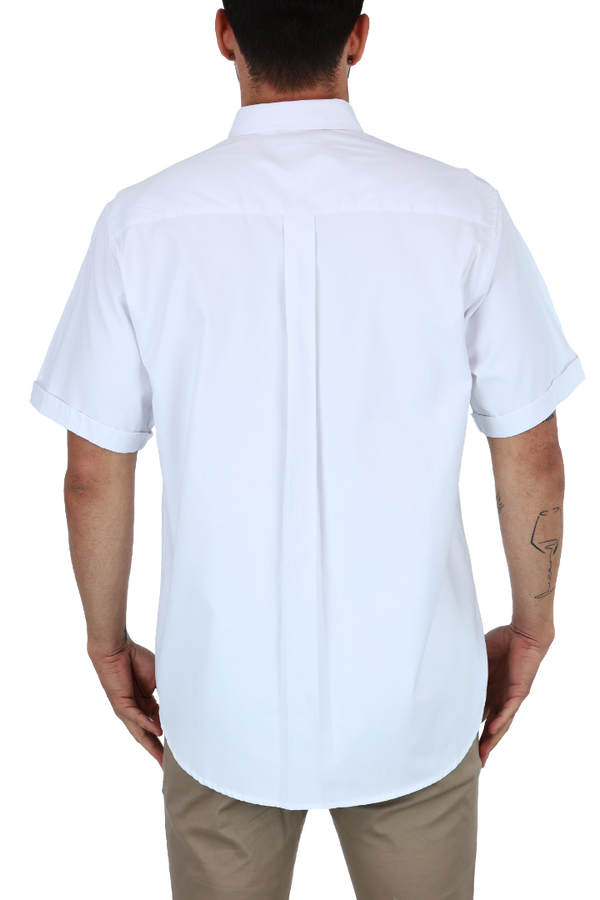 Camisa Manga Corta Corte Regular Color Blanco Con Bolsa Para Caballero